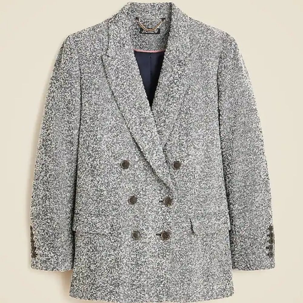 J.Crew Relaxed double-breasted blazer in Italian flecked herringbone size 4 - Picture 2 of 16